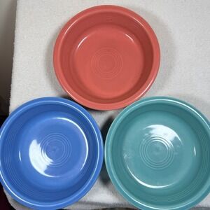 Fiesta Ware Homer Laughlin USA Set Of 3 Soup, Cereal Bowls 7" D Multicolor